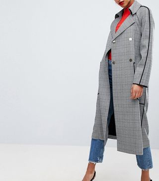 ASOS + Checked Mac With Contrast Piping