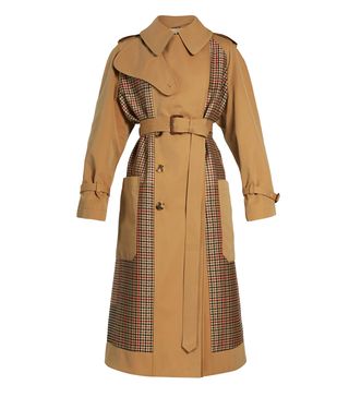 Alexander McQueen + Checked-Back Belted Trench Coat