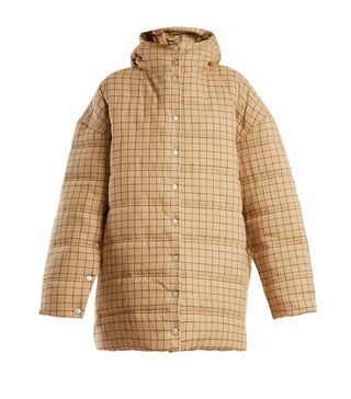 A.W.A.K.E. + Checked Funnel-Neck Quilted-Cotton Coat