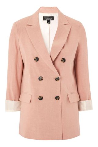 Topshop + Linen Double Breasted Blazer