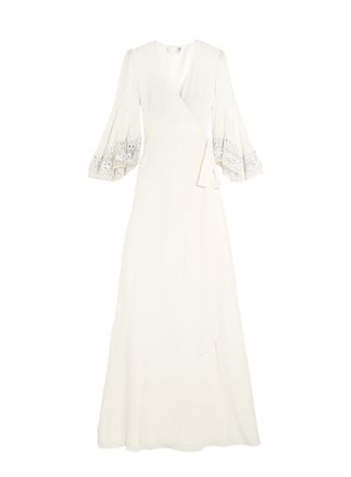 Temperley London + Rosemary Embroidered Tulle-Trimmed Silk Crepe de Chine Gown