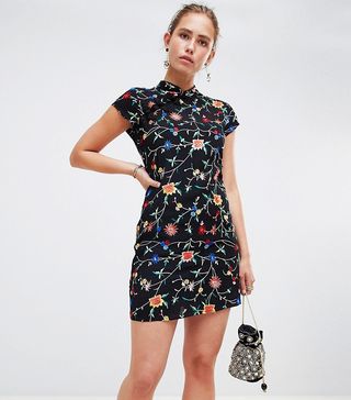 Miss Selfridge + Dress With All Over Floral Embroidery