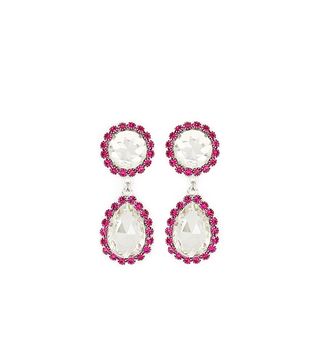 Alessandra Rich + Purple Crystal Drop Earrings