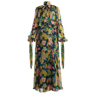 MSGM + Floral-Print Silk-Chiffon Dress