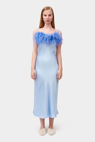 Sleeper + Boheme Slip Dress With Feathers