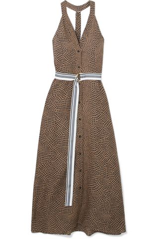 Diane Von Furstenberg + Belted Printed Linen Maxi Dress