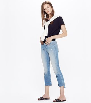 Mother + Insider Crop Step Fray Jeans in Shake Well