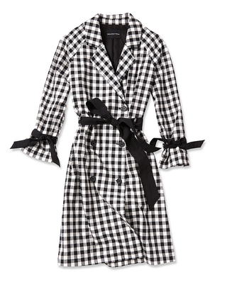 Who What Wear + Modern Trench Coat in Black Gingham