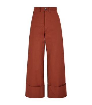 Sea NY + Chestnut Cropped Wide-Leg Trousers