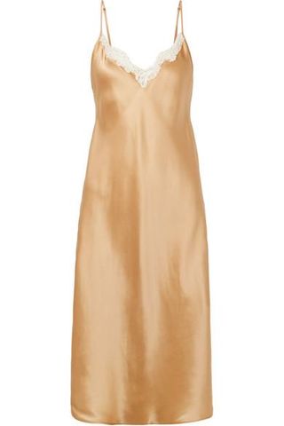 Mes Demoiselles + Sequoia Lace-Trimmed Silk-Satin Slip Dress