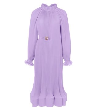 Tibi + Pleated Dress with Removable Belt in Lavender