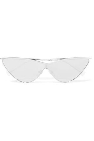 Le Specs + The Fugitive Cat-Eye Silver-Tone Mirrored Sunglasses