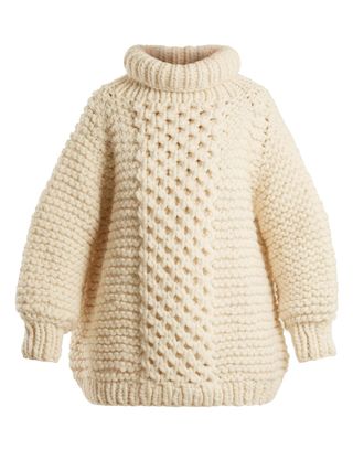 I Love Mr. Mittens + Aran Roll-Neck Wool Sweater