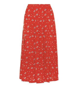 Rixo London + Georgia Pleated Floral-Print Silk Midi Skirt