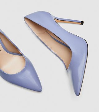 Zara + Lilac High Heel Leather Court Shoes