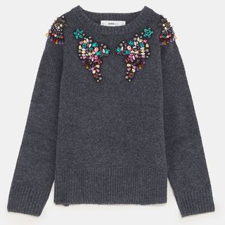Zara + Limited Edition Bejewelled Sweater