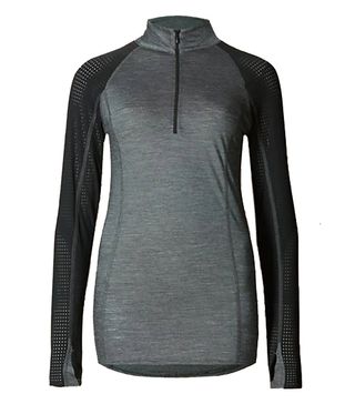 M&S Collection + Long Sleeve Zip Neck Thermal Top with Merino Wool