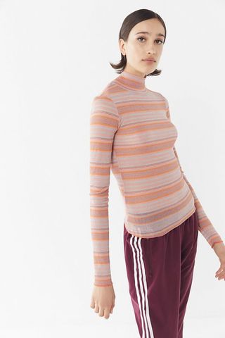 Urban Outfitters + UO Cher Striped Long Sleeve Turtleneck Top