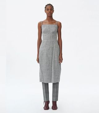 Céline + Strap Dress in Light Wool Tweed