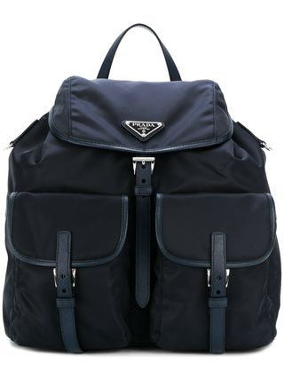 Prada + Leather-Trimmed Backpack