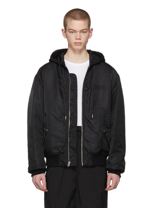 Alexander Wang + Black 'Classic Black' Hooded Bomber Jacket