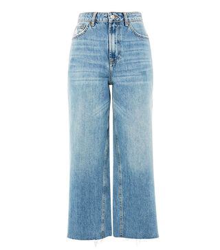 Topshop + Mid Blue Cropped Wide Leg