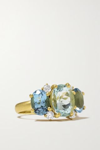 Irene Neuwirth + Gemmy Gem 18-Karat Gold, Aquamarine and Diamond Ring