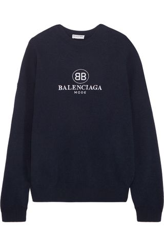 Balenciaga + Embroidered Stretch Wool and Cashmere-Blend Sweater