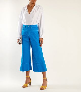 MSGM + High-Rise Wide-Leg Cropped Jeans