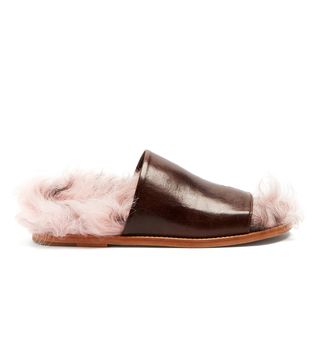 Marques'Almeida + Shearling and Leather Slides