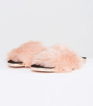 Ted Baker + Pancy Faux Fur Slide Flat Sandals
