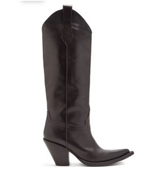 Maison Margiela + Point-Toe Knee-High Leather Boots