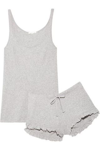 Skin + Ruffled Ribbed Pima Cotton-Jersey Pajama Set