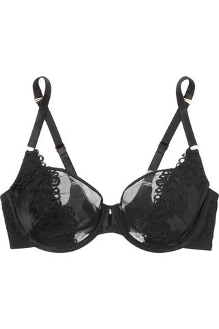 Adina Reay + Jess Lace-Trimmed Stretch-Tulle and Satin Underwired Half-Cup Bra