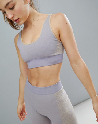 ASOS 4505 + Seamless Sports Bra With Leopard Panels