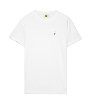 Yeah Right NYC + Rose Embroidered Cotton-Jersey T-Shirt