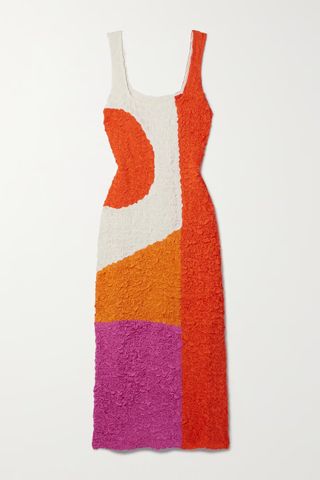 Mara Hoffman + Sloan Color-Block Tencel Modal-Cloqué Midi Dress