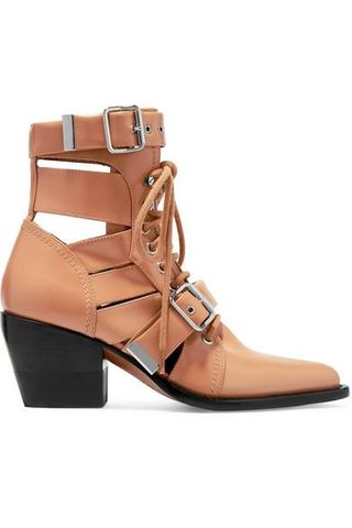 Chloé + Rylee Cutout Leather Ankle Boots