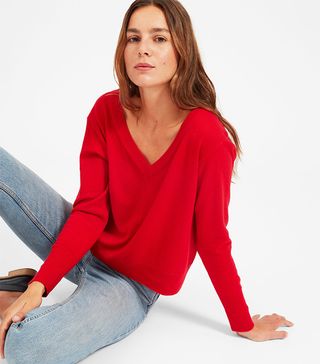 Everlane + Cashmere Crop V-Neck Sweater