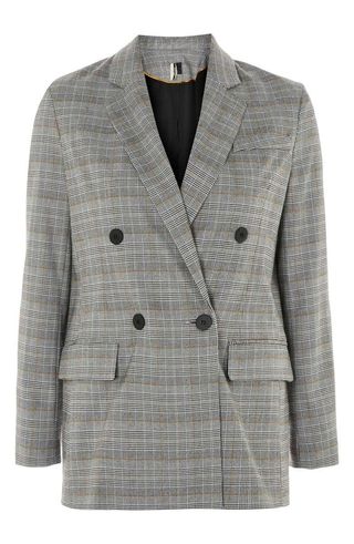 Topshop + Double Breasted Check Jacket