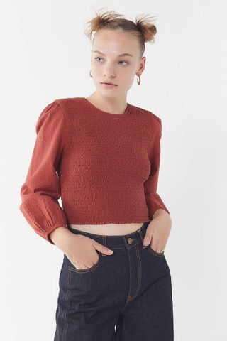 Urban Outfitters + UO Luca Smocked Long Sleeve Top