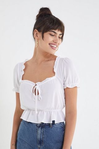 Urban Outfitters + UO Riley Ruffle Tie-Front Blouse