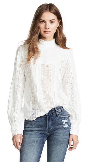 Frame + Lace Embroidered Blouse