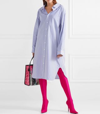 Balenciaga + Striped Cotton-Poplin Shirtdress