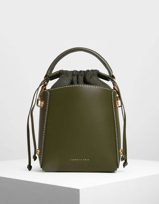 Charles & Keith + Structured Drawstring Bucket Bag