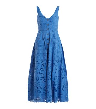 Saloni + Fara Broderie-Anglaise Cotton Midi Dress