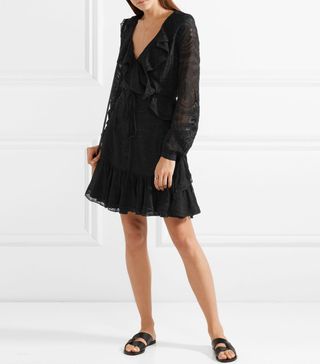 Needle & Thread + Ruffled Broderie Anglaise Georgette Wrap Mini Dress