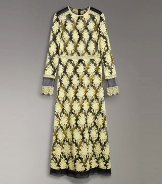 Burberry + Floral-Embroidered Long-Sleeve Dress