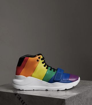 Burberry + Rainbow Leather High-Top Sneakers