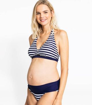 JoJo Maman Bébé + Navy & White Stripe Maternity Bikini